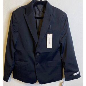 NEW Calvin Klein Boys Black Suit Jacket Blazer Size 10 HUSKY  Fit 2 Button